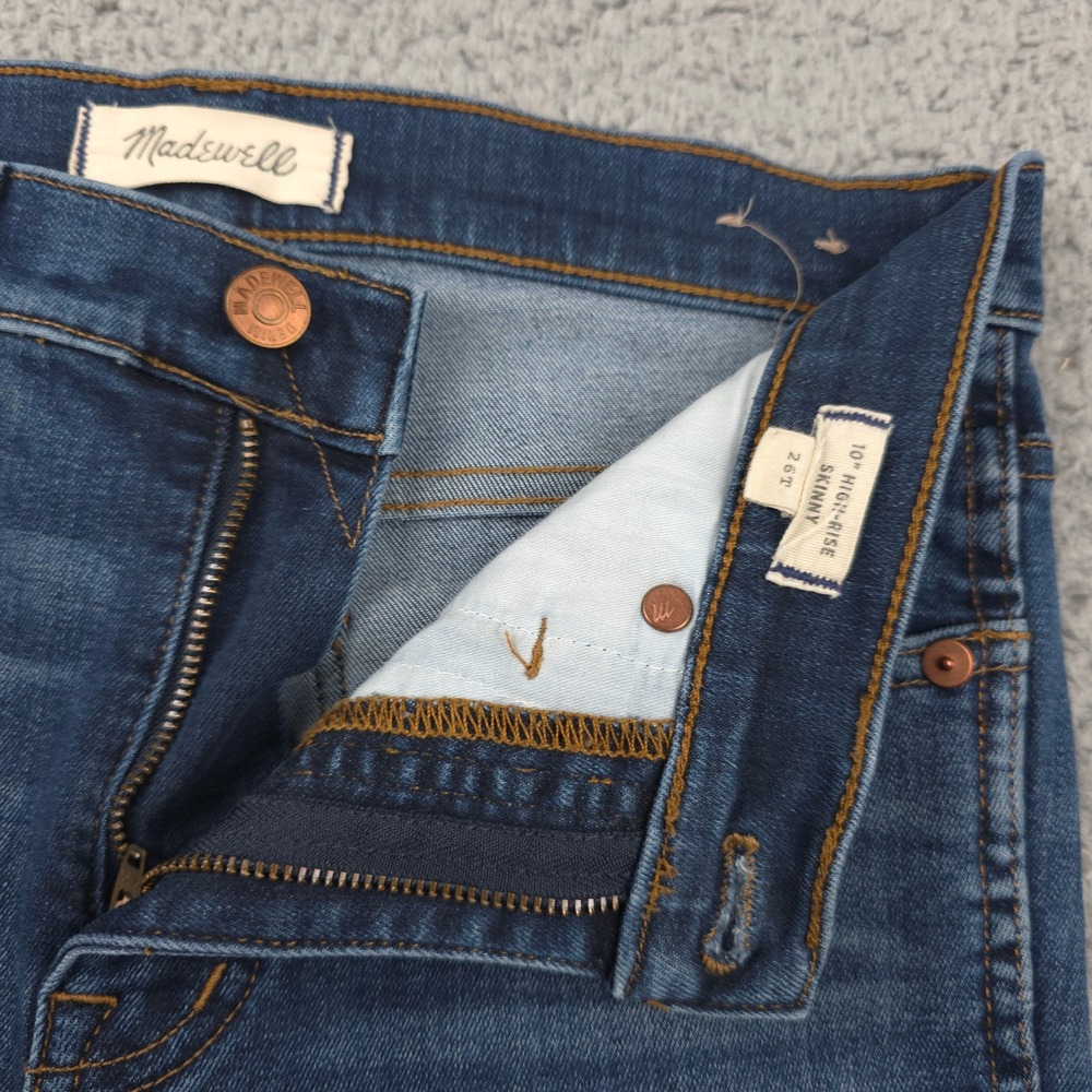 Madewell 10" High Rise Skinny Jeans Women's‎ Size 26T Dark Wash Denim Distressed